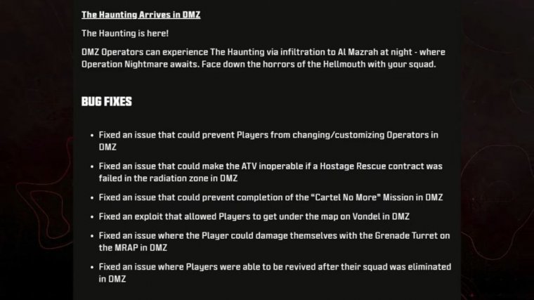mw2 haunting patch notes