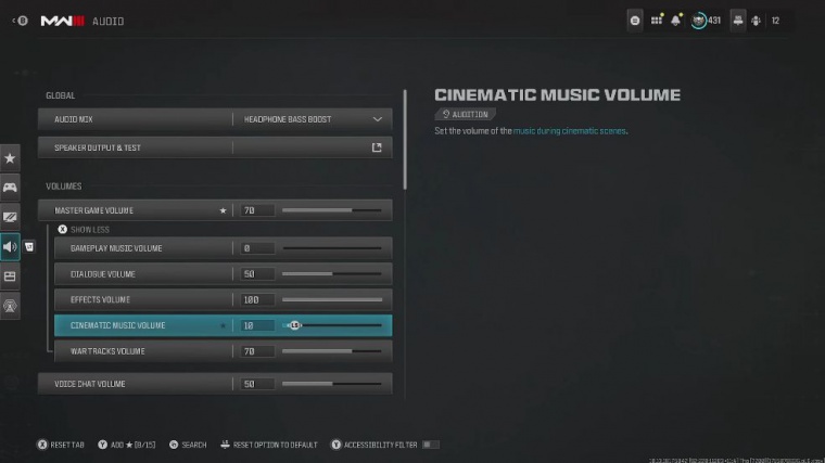 best audio settings modern warfare 3