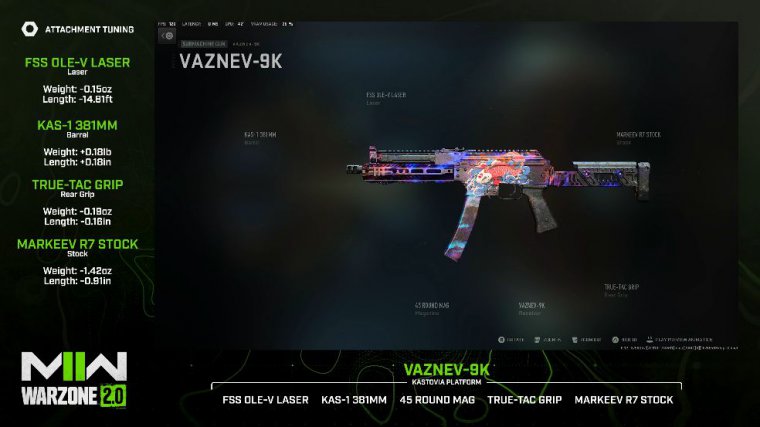 The best vaznev-9k loadout for warzone 2.0 season 2 after update