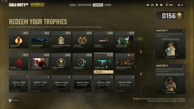 New mastery unlock in mw2 (mw2 trophy hunt event)