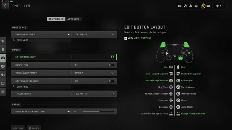 Controller settings for a non-claw
