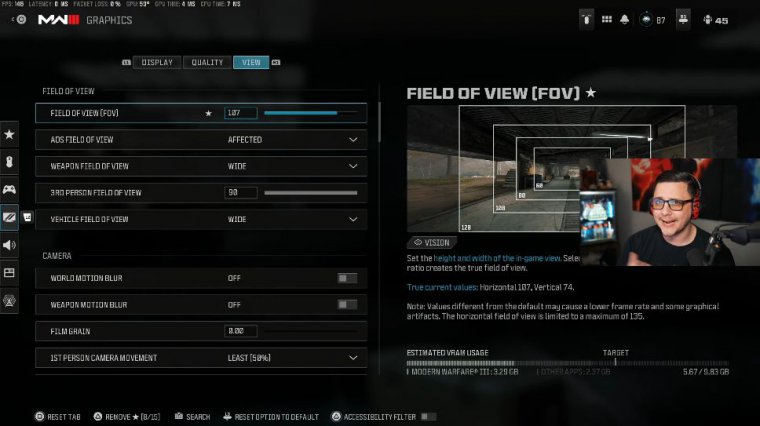 Warzone view settings (in game)