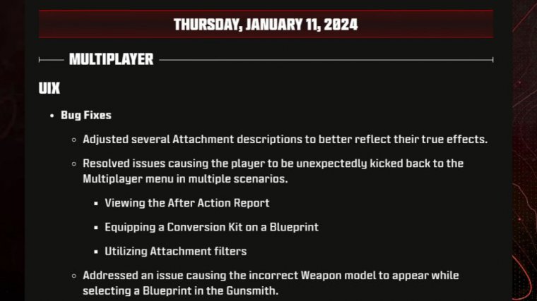 Mw3 multiplayer update patch notes