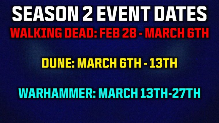All season 2 event release dates